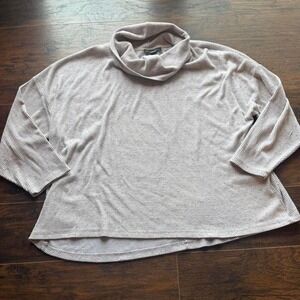 Minimalist Renaissance Timeless Neutral Ribbed Knit Cowl Neck Sweater Winter 3X